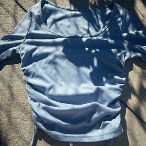 SHEIN Light Blue Ribbed Blouse